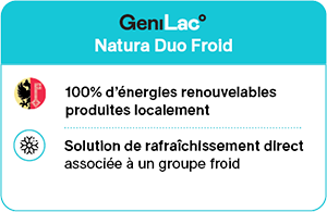 100 % d'énergies renouvelables produites localement - Solution de rafraîchissement direct associée à un groupe froid